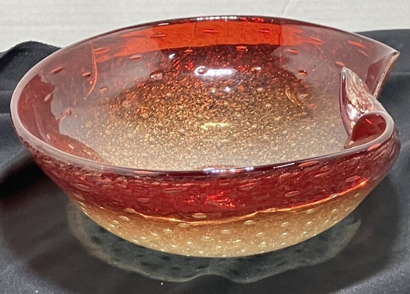 Vintage Murano Glass Bowl with 24K Gold Dust and Amber (Rare Italian 1950) - Image 8