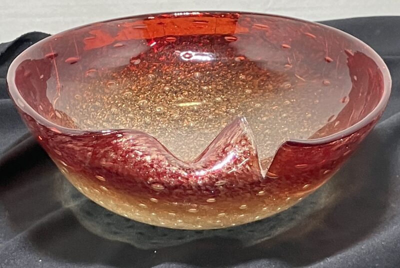 Vintage Murano Glass Bowl with 24K Gold Dust and Amber (Rare Italian 1950) - Image 10