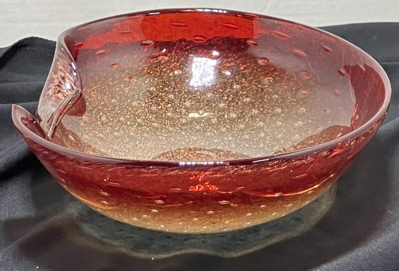 Vintage Murano Glass Bowl with 24K Gold Dust and Amber (Rare Italian 1950) - Image 7